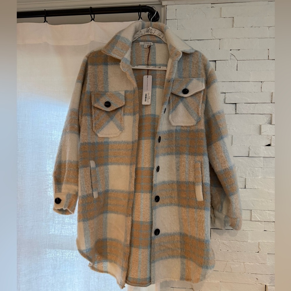 Veveret Thick Brushed Checker Midi Jacket